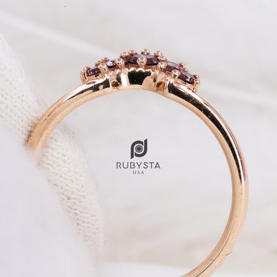 Minimalist Five Stone Diamond Ring | Round Shape Diamond Ring | Fancy Purple Diamond Ring