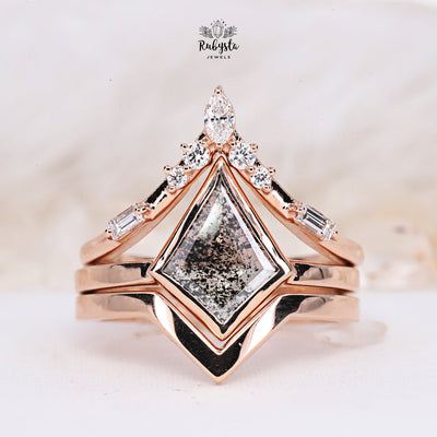 Salt and Pepper Diamond Ring | Kite Engagement Ring | Wedding Ring