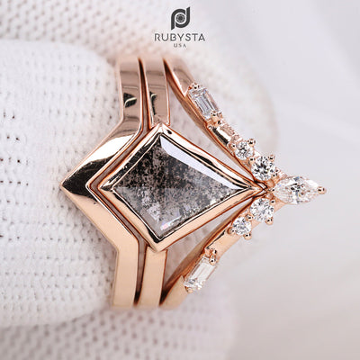Salt and Pepper Diamond Ring | Kite Engagement Ring | Wedding Ring
