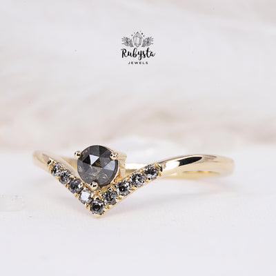 Salt and Pepper diamond Ring | Rose Diamond Ring | Stackable ring
