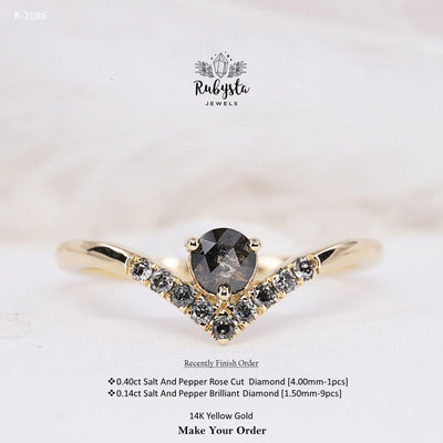 Salt and Pepper diamond Ring | Rose Diamond Ring | Stackable ring