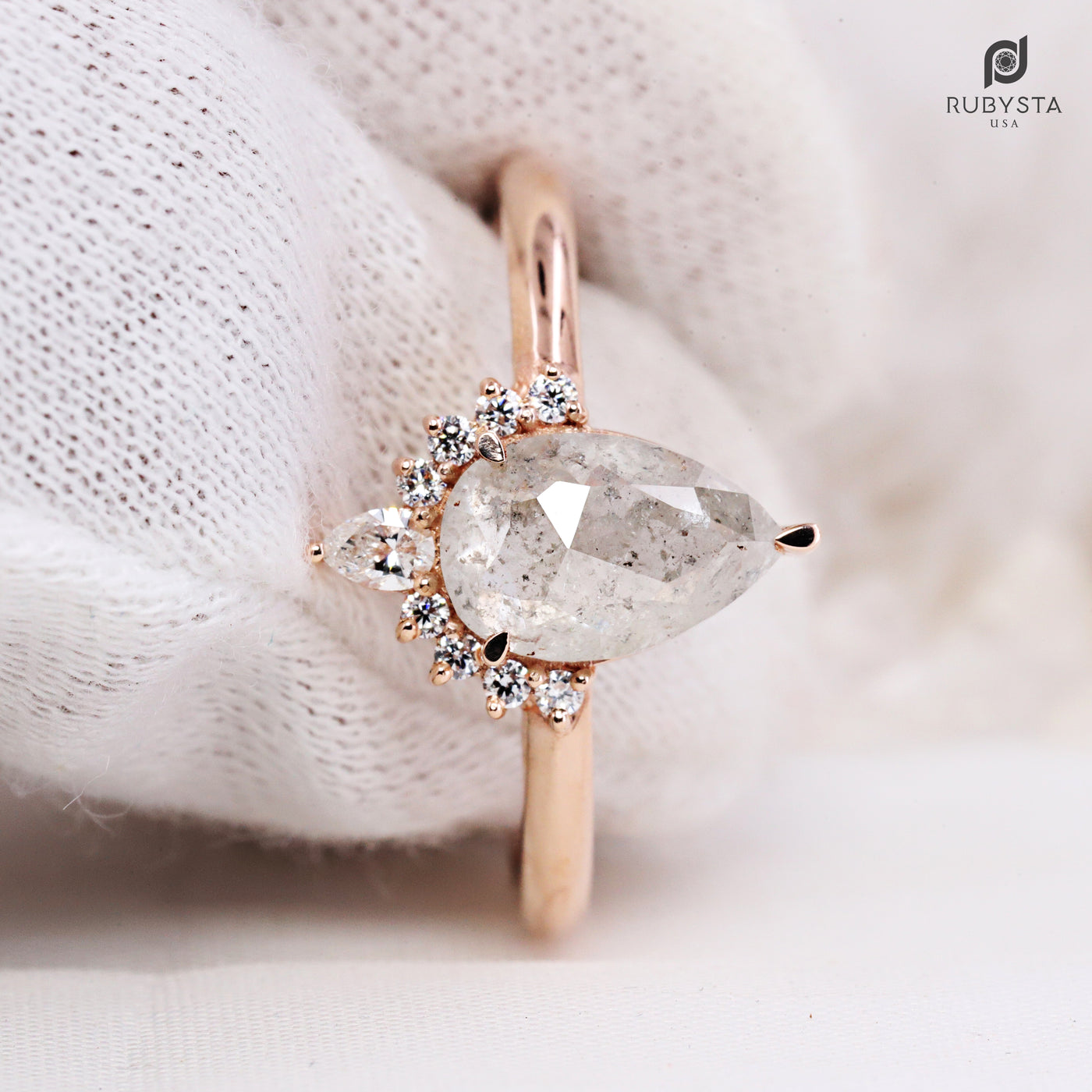 Pear Diamond Ring | Salt and pepper Ring | Pear Salt and pepper Ring | Wedding Ring