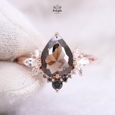 Pear Diamond Ring | Salt and pepper Ring | Pear Salt and pepper Ring | Fade Setting