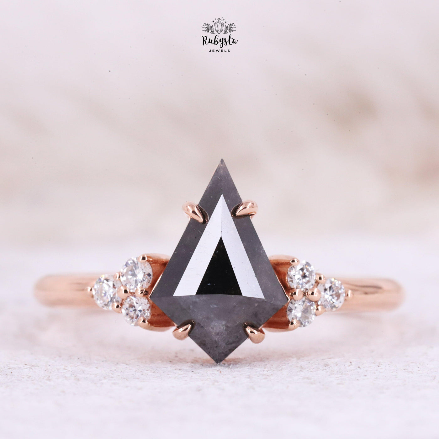 salt and pepper Kite diamond ring - Rubysta