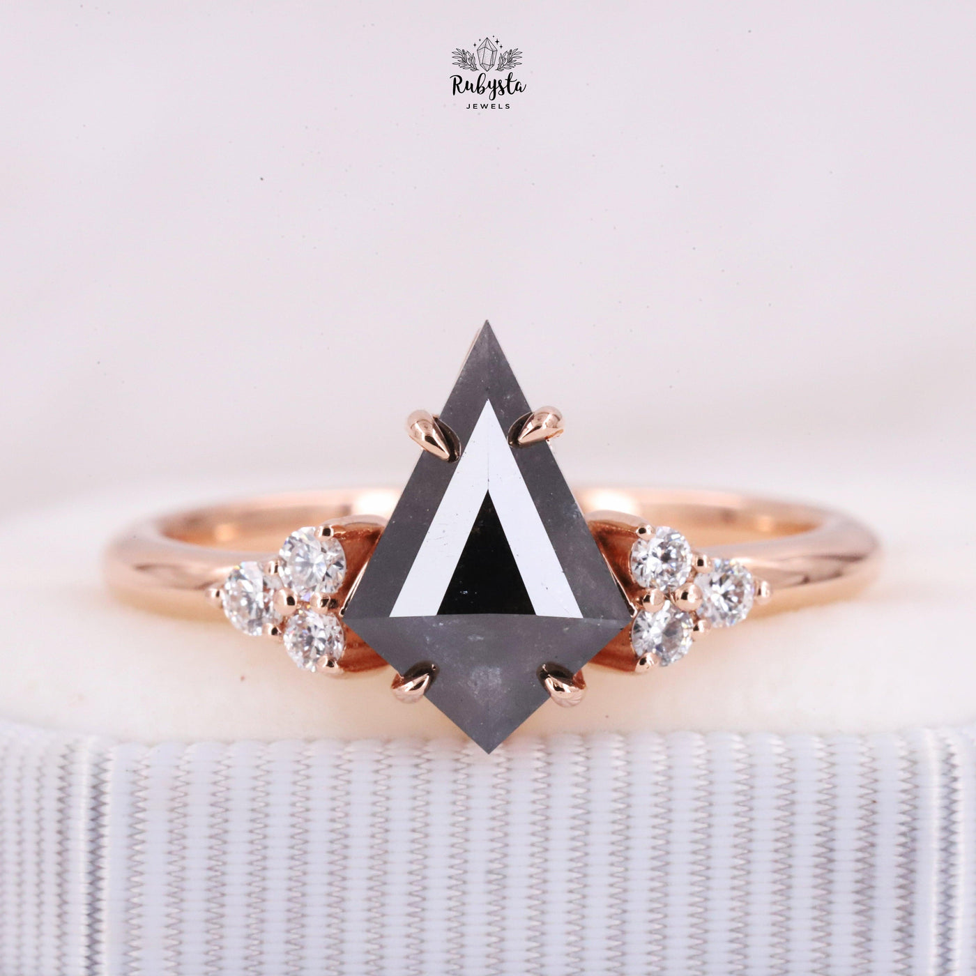 salt and pepper Kite diamond ring - Rubysta