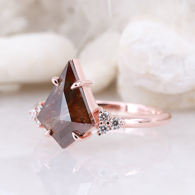 Kite Diamond Ring | Salt and Pepper diamond Ring | kite Engagement Ring | Wedding Ring