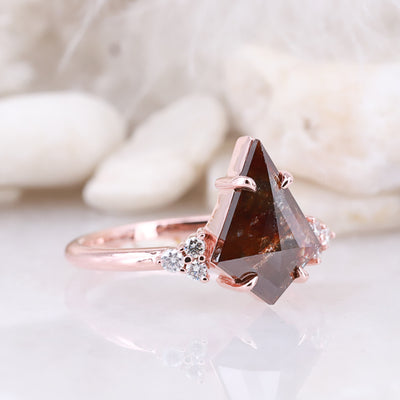 Kite Diamond Ring | Salt and Pepper diamond Ring | kite Engagement Ring | Wedding Ring