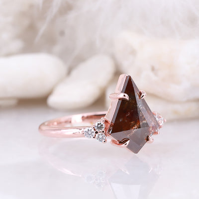 Kite Diamond Ring | Salt and Pepper diamond Ring | kite Engagement Ring | Wedding Ring