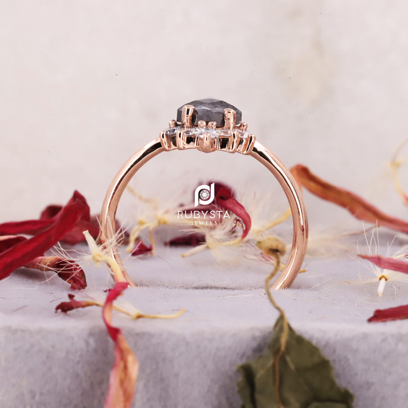 Salt and Pepper Diamond Ring | Engagement Ring | Promise Ring - Rubysta