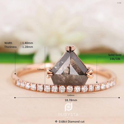 Geometric Salt and Pepper Diamond Engagement Ring | Diamond Ring - Rubysta