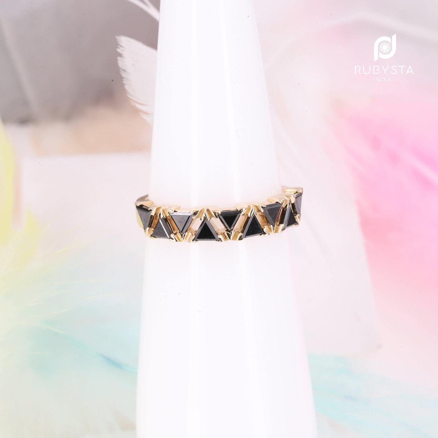 Black diamond Ring | Engagement Ring | Kite Diamond Ring - Rubysta
