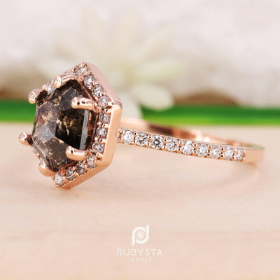 Hexagon diamond ring | Engagement Ring | Anniversary ring - Rubysta