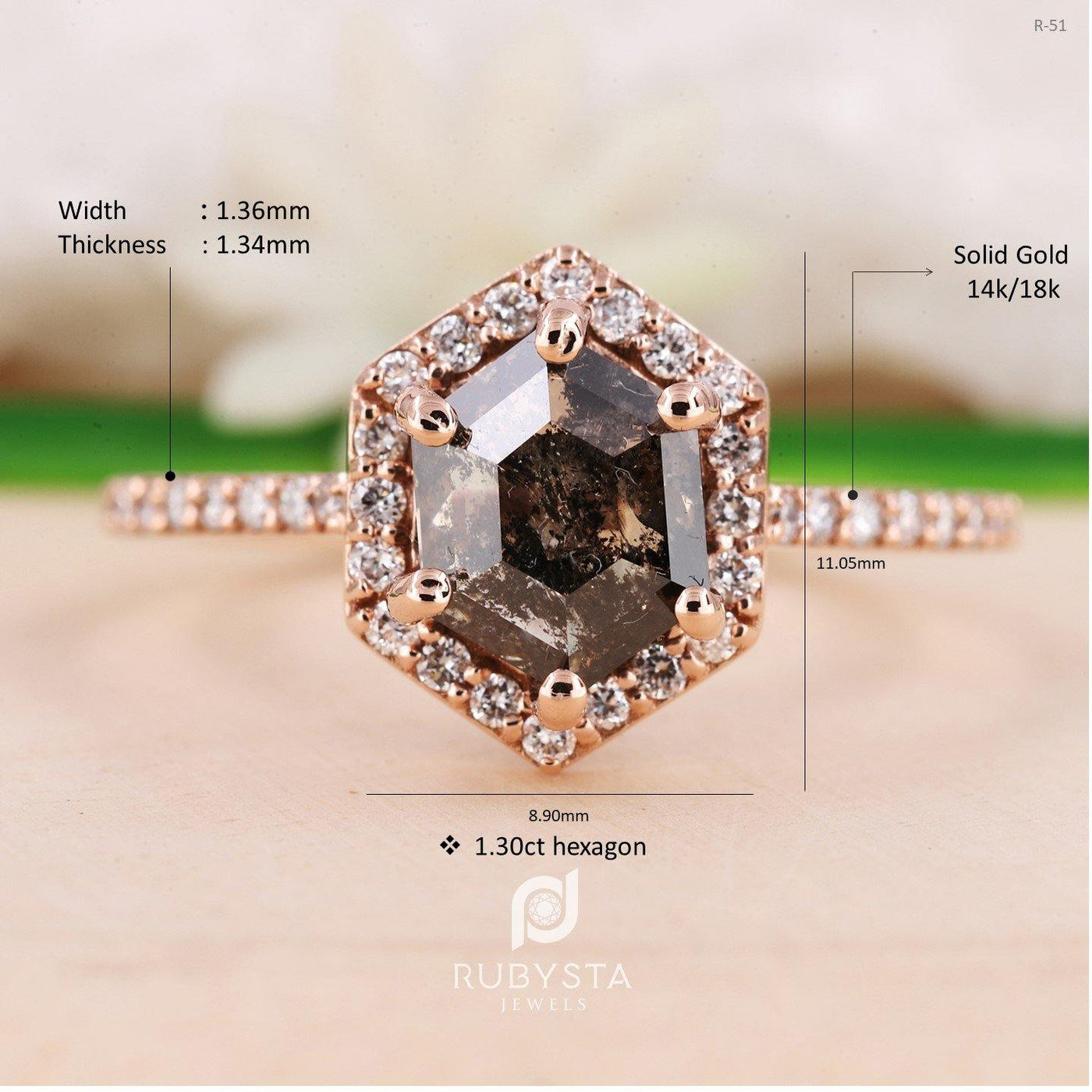 Hexagon diamond ring | Engagement Ring | Anniversary ring - Rubysta
