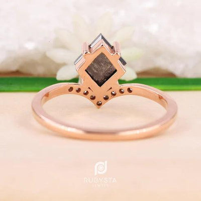 Salt and Pepper Kite Diamond Ring | Kite Diamond Engagement Ring | Unique Salt Pepper Diamond - Rubysta