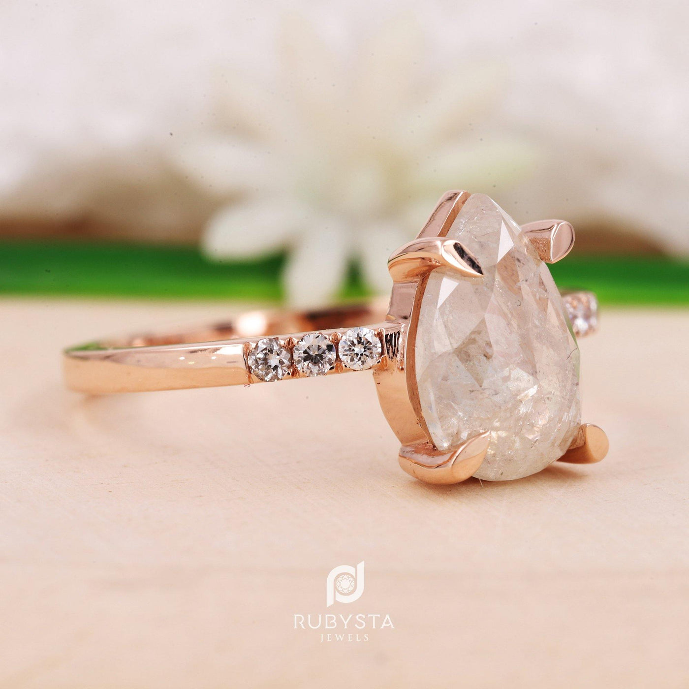 Salt and Pepper Diamond Engagement Ring | Women Rose Gold ring - Rubysta