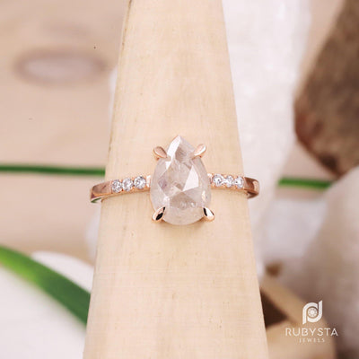Salt and Pepper Diamond Engagement Ring | Women Rose Gold ring - Rubysta