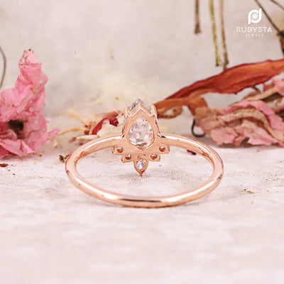Salt and pepper diamond ring | Pear diamond ring | 14K Solid Rose gold Ring - Rubysta