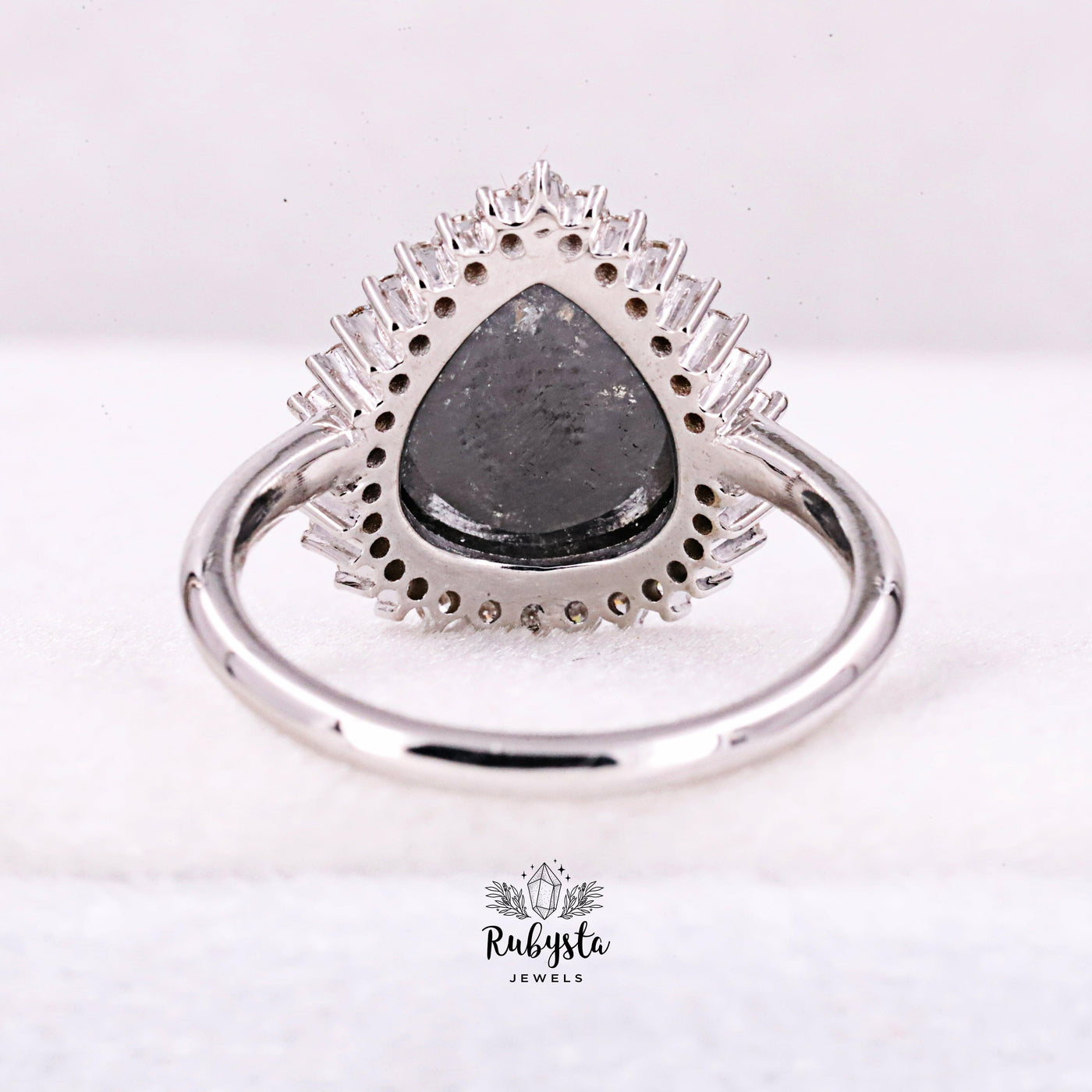 Salt And Pepper Pear Engagement Ring - Rubysta