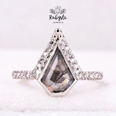 Kite Diamond Ring | Salt and Pepper diamond Ring| kite Engagement Ring - Rubysta