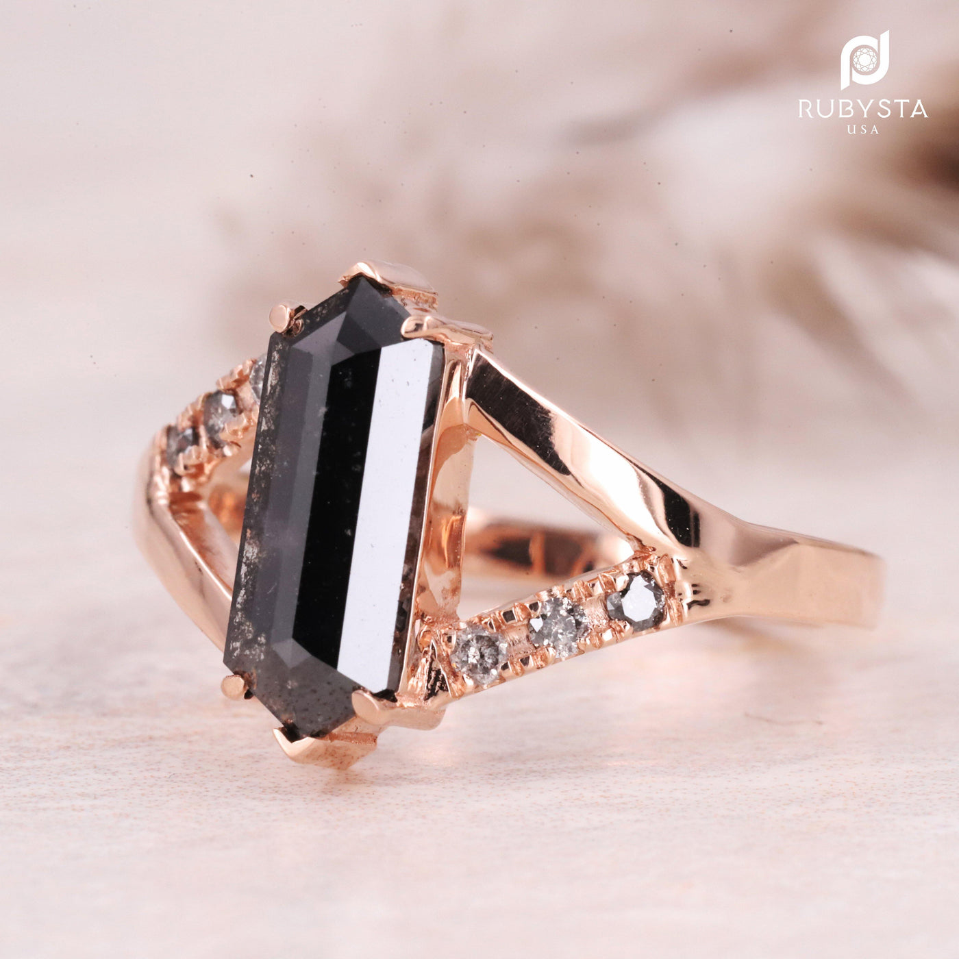 Salt and Pepper diamond Ring | Engagement Ring | Salt and pepper Ring - Rubysta