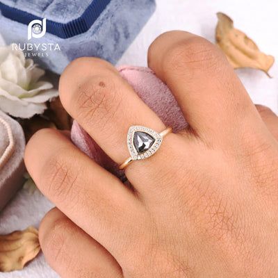 Salt and Pepper Trillion Diamond Ring | Engagement Ring | Trillion Diamond Ring - Rubysta