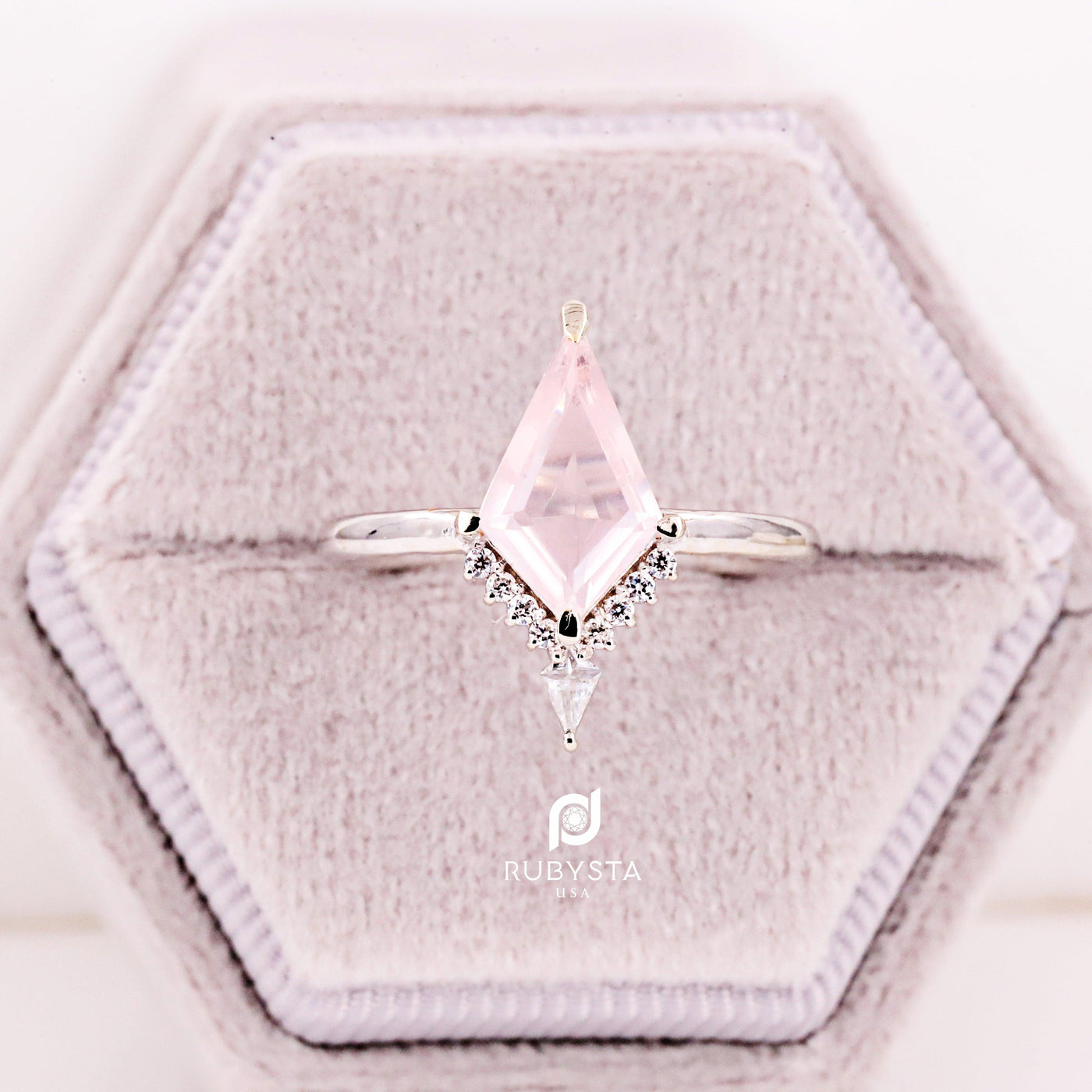 Rose Quartz Gemstone Ring | kite Engagement Ring | Kite Gemstone Ring - Rubysta