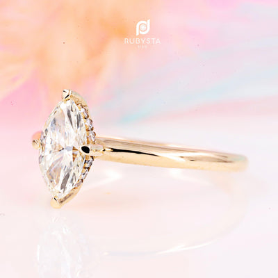 White Marquise Diamond Ring | Marquise Engagement Ring | Marquise Diamond Ring | White Marquise Diamond - Rubysta