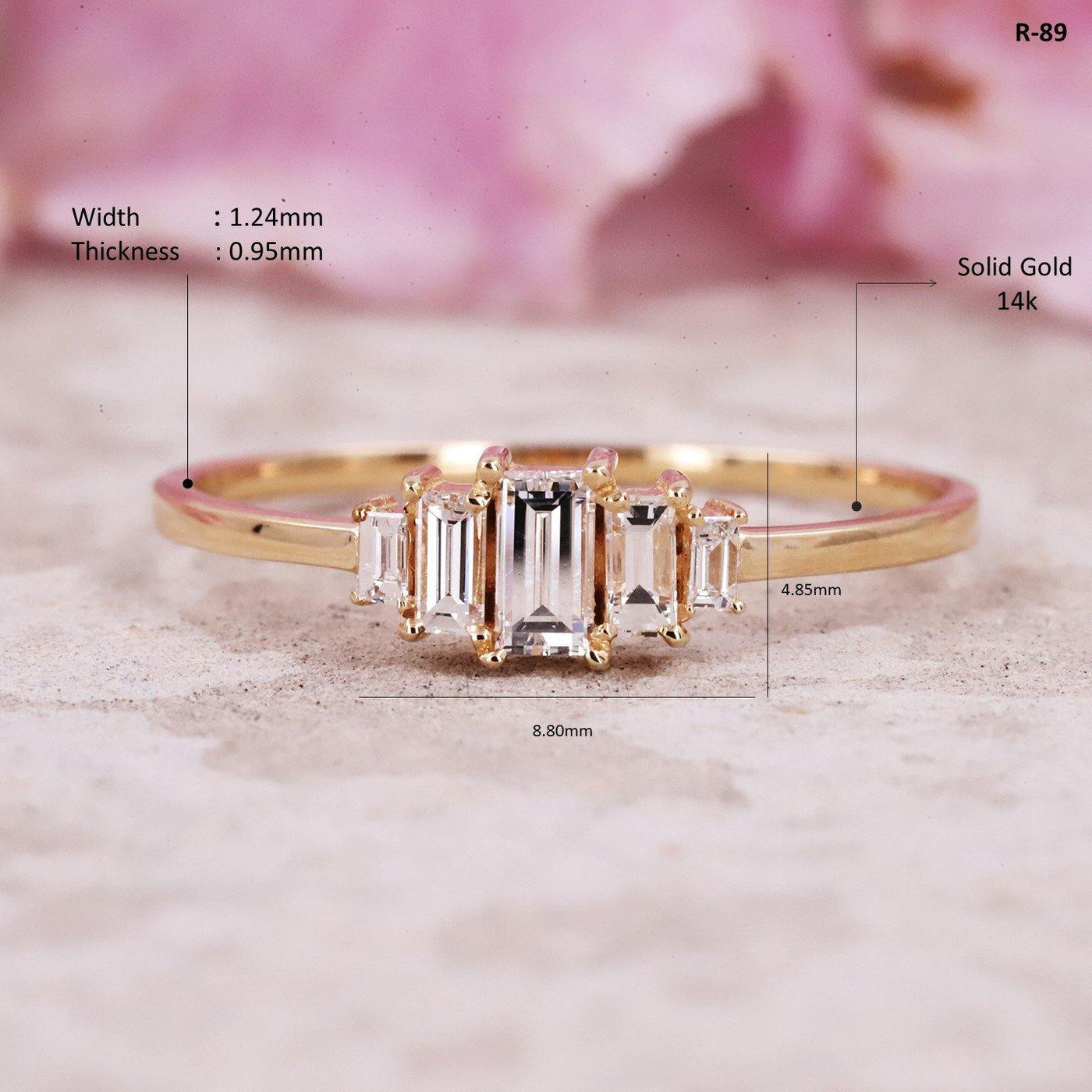 Baguette Diamond Ring | Baguette Engagement Ring | Wedding Ring - Rubysta
