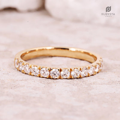 Solid Gold Half Eternity Ring | Anniversary Gift | Stacking Ring - Rubysta