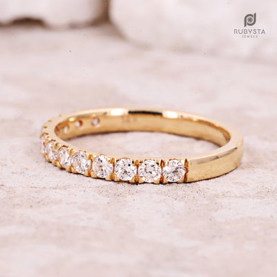 Solid Gold Half Eternity Ring | Anniversary Gift | Stacker Ring - Rubysta