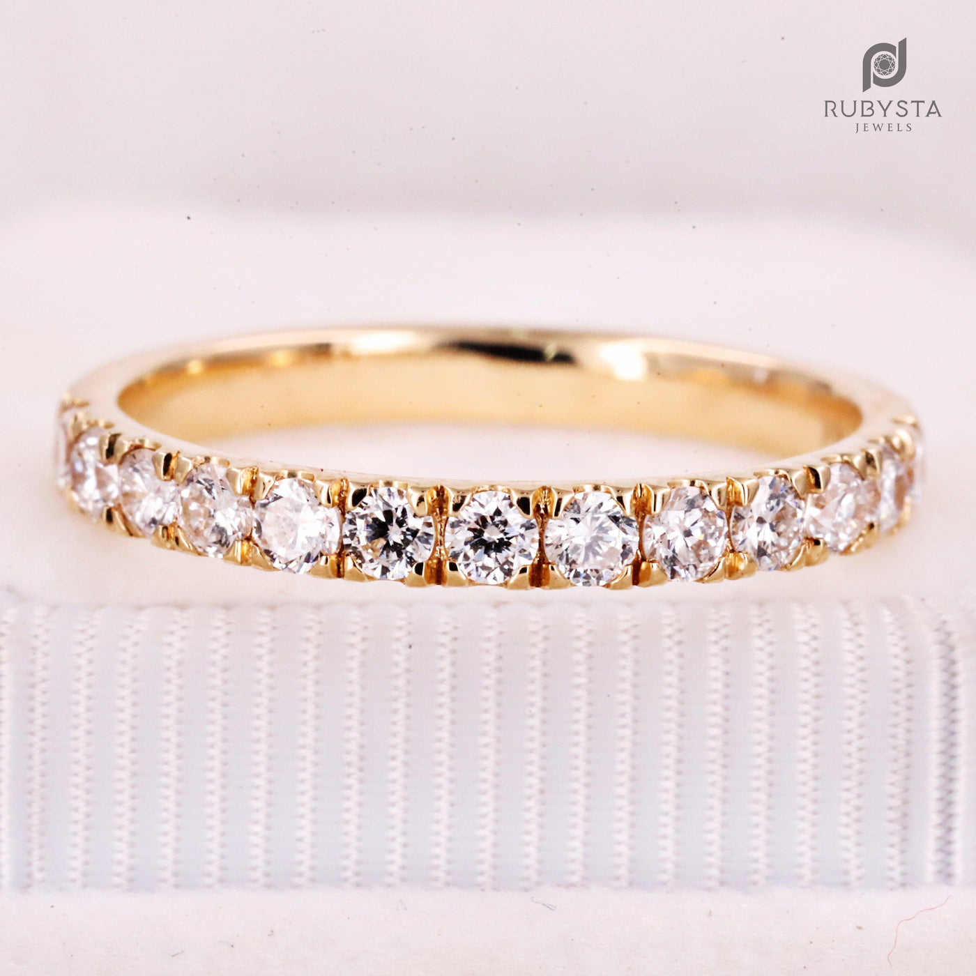 Solid Gold Half Eternity Ring | Anniversary Gift | Stacker Ring - Rubysta