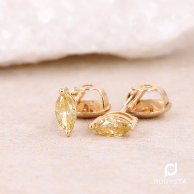 Gold Earrings, Dangle Earrings, Tiny Earrings, Dainty Gold Earrings, Stud Earrings - Rubysta
