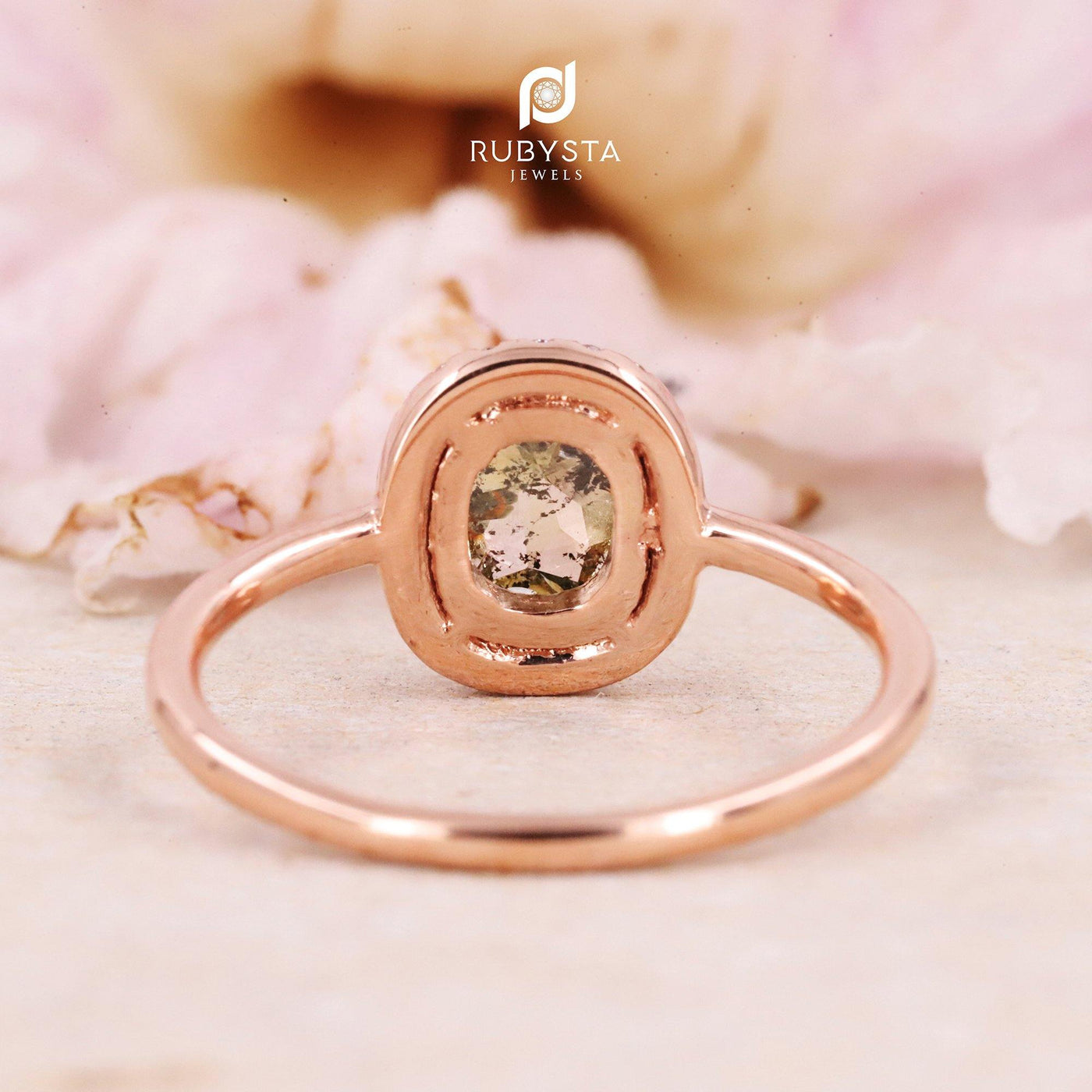 Salt and Pepper Diamond Ring | Engagement Ring | Oval Diamond Ring - Rubysta