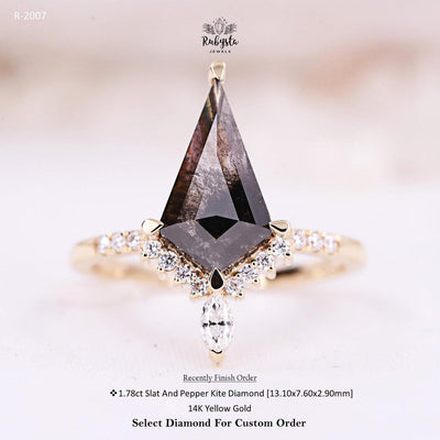 Salt and Pepper diamond Ring | kite Engagement Ring | kite ring| kite diamond ring | Engagement Ring - Rubysta