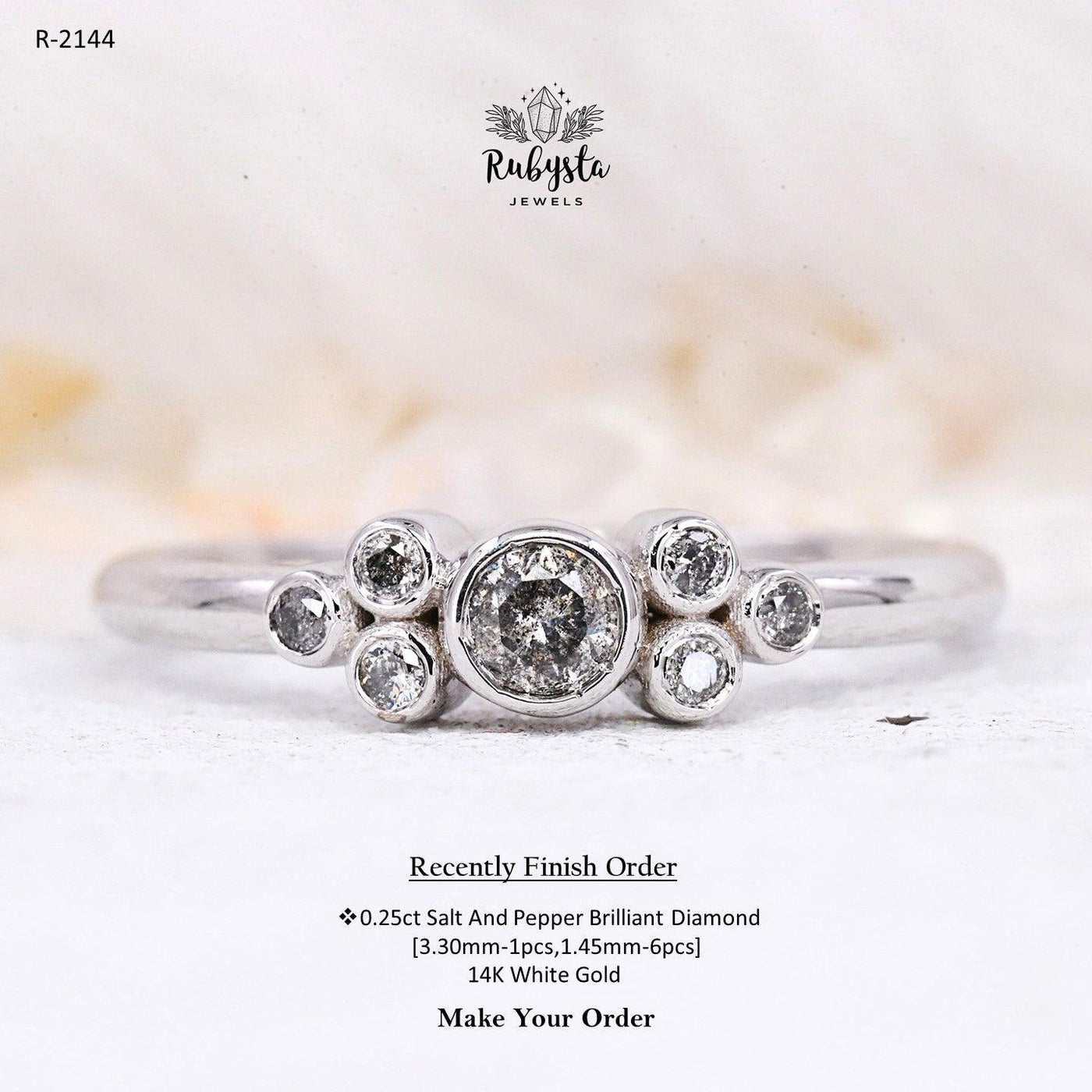 salt and pepper Round diamond ring - Rubysta