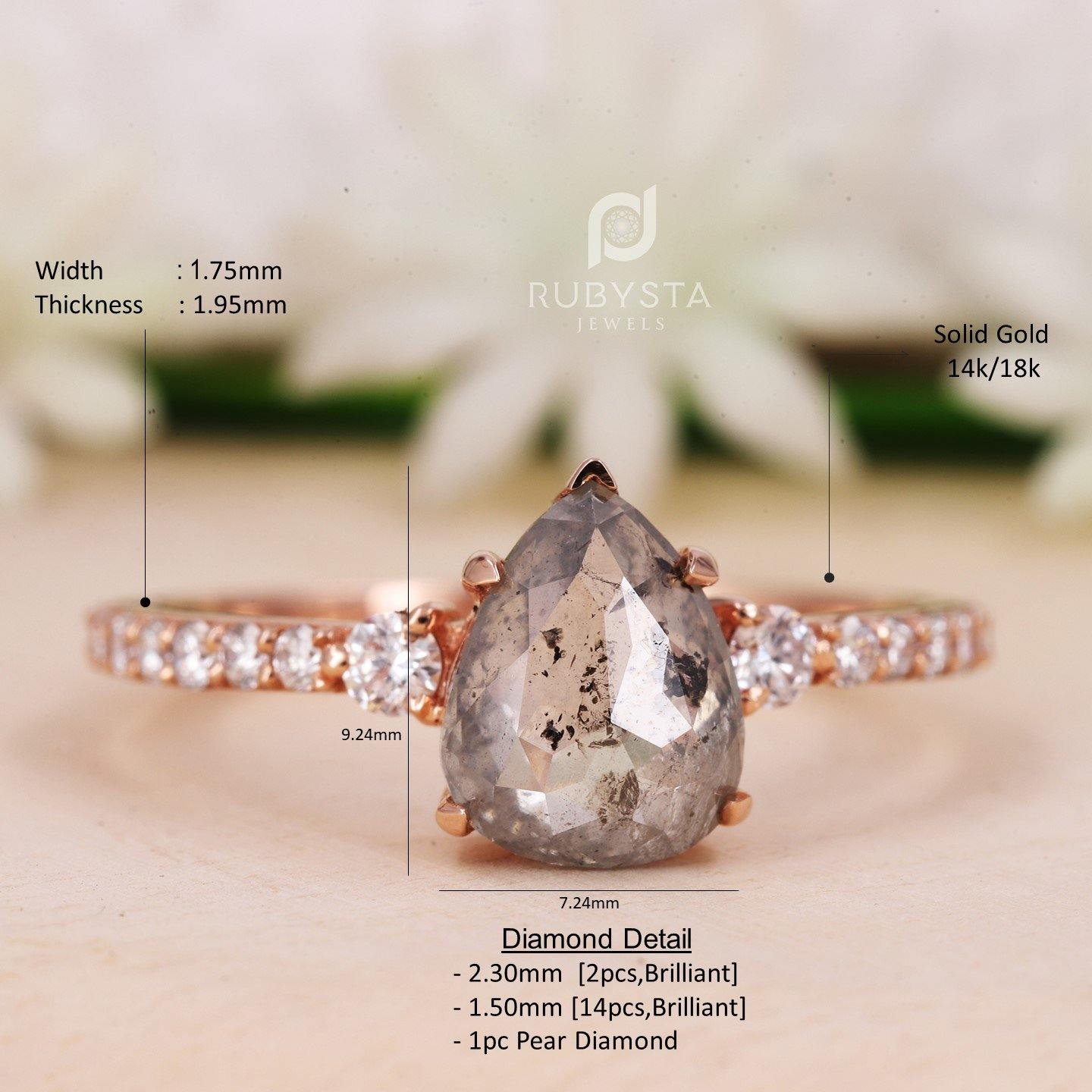Pear salt and pepper diamond ring Clearance