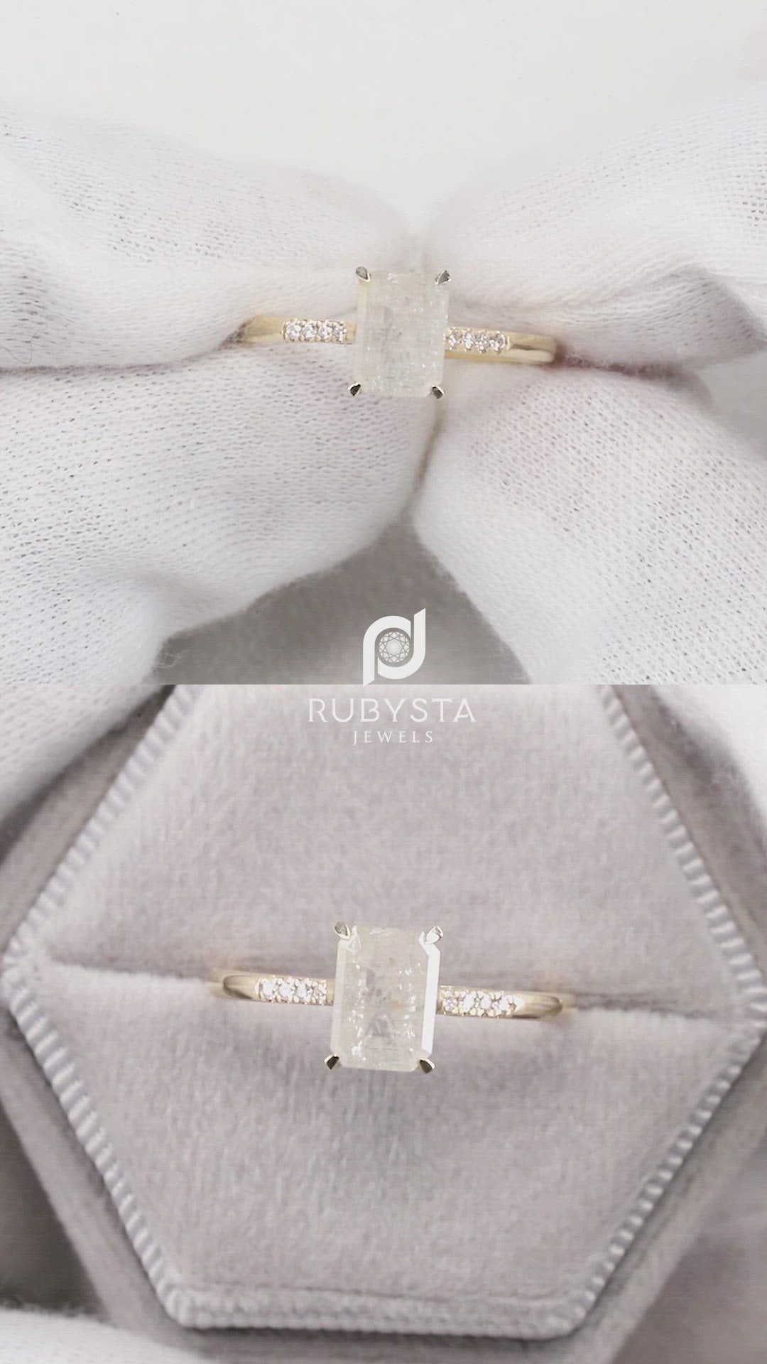 Salt and Pepper Diamond Ring | Engagement Ring | White Emerald Diamond Ring