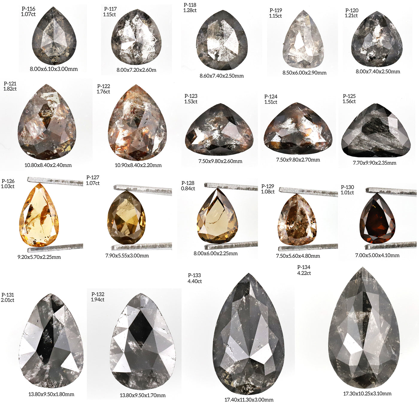 P115 - Salt and pepper pear diamond