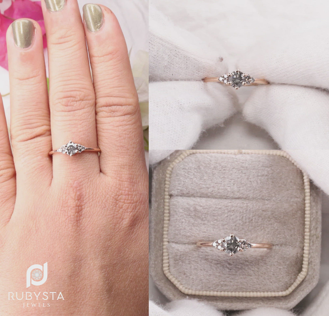 Salt and Pepper Diamond Ring | Engagement Ring | Diamond Ring