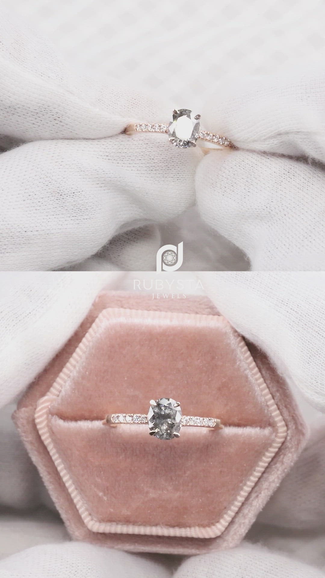 Salt and Pepper Diamond Ring | Engagement Ring | Oval Diamond Ring