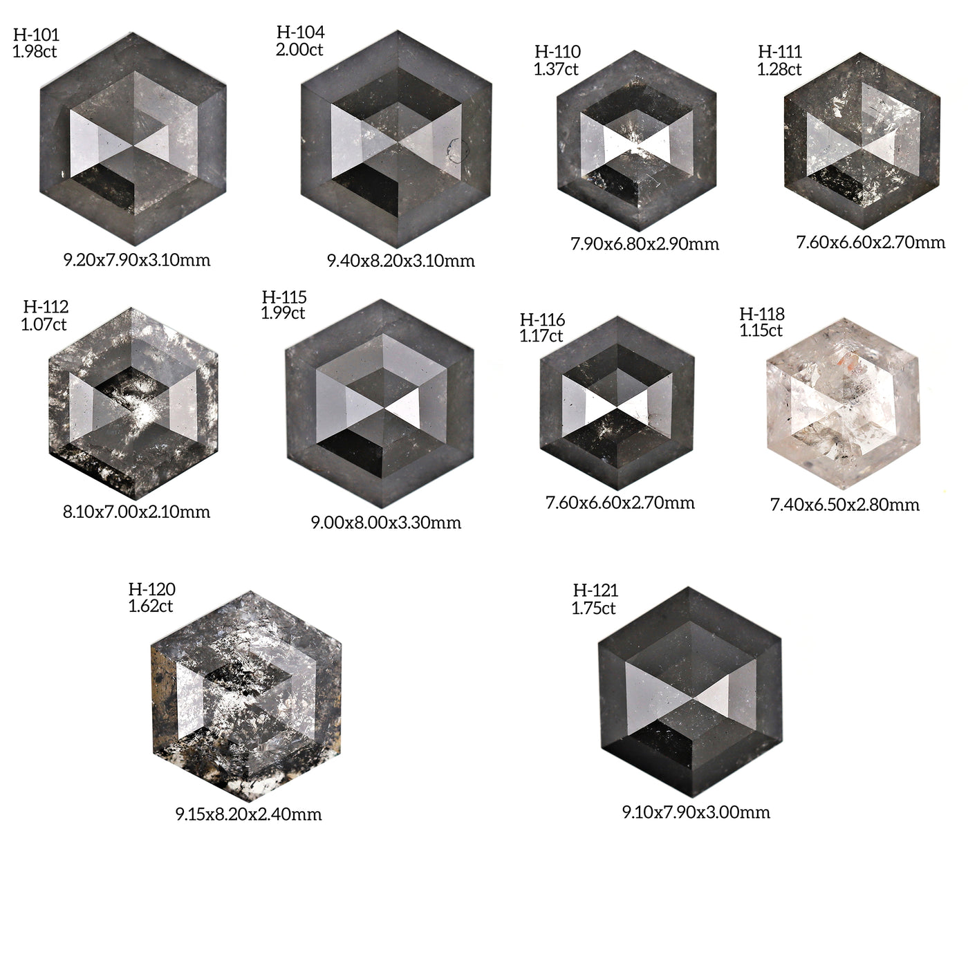 H223 - Salt and pepper hexagon diamond