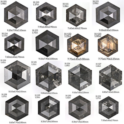 H125 - Salt and pepper hexagon diamond - Rubysta