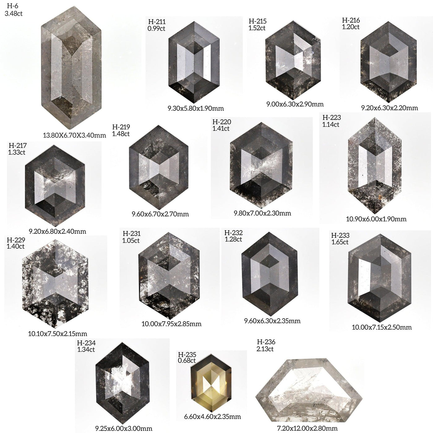 H244 - Salt and pepper hexagon diamond - Rubysta