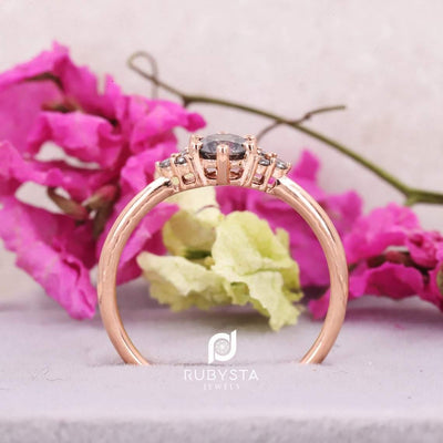 Salt and Pepper Diamond Ring | Engagement Ring | Diamond Ring - Rubysta
