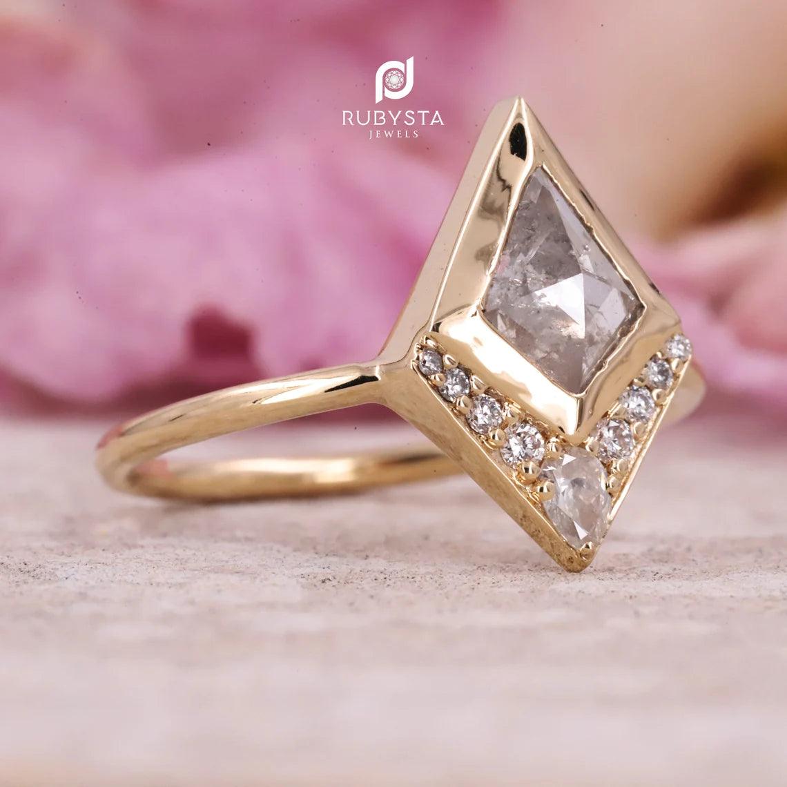 Salt and Pepper Diamond Ring | Kite Diamond Ring