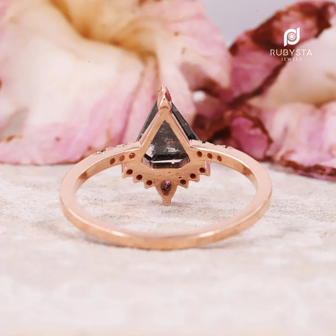 Salt and Pepper Diamond Ring | Engagement Ring | Pentagon Diamond Ring