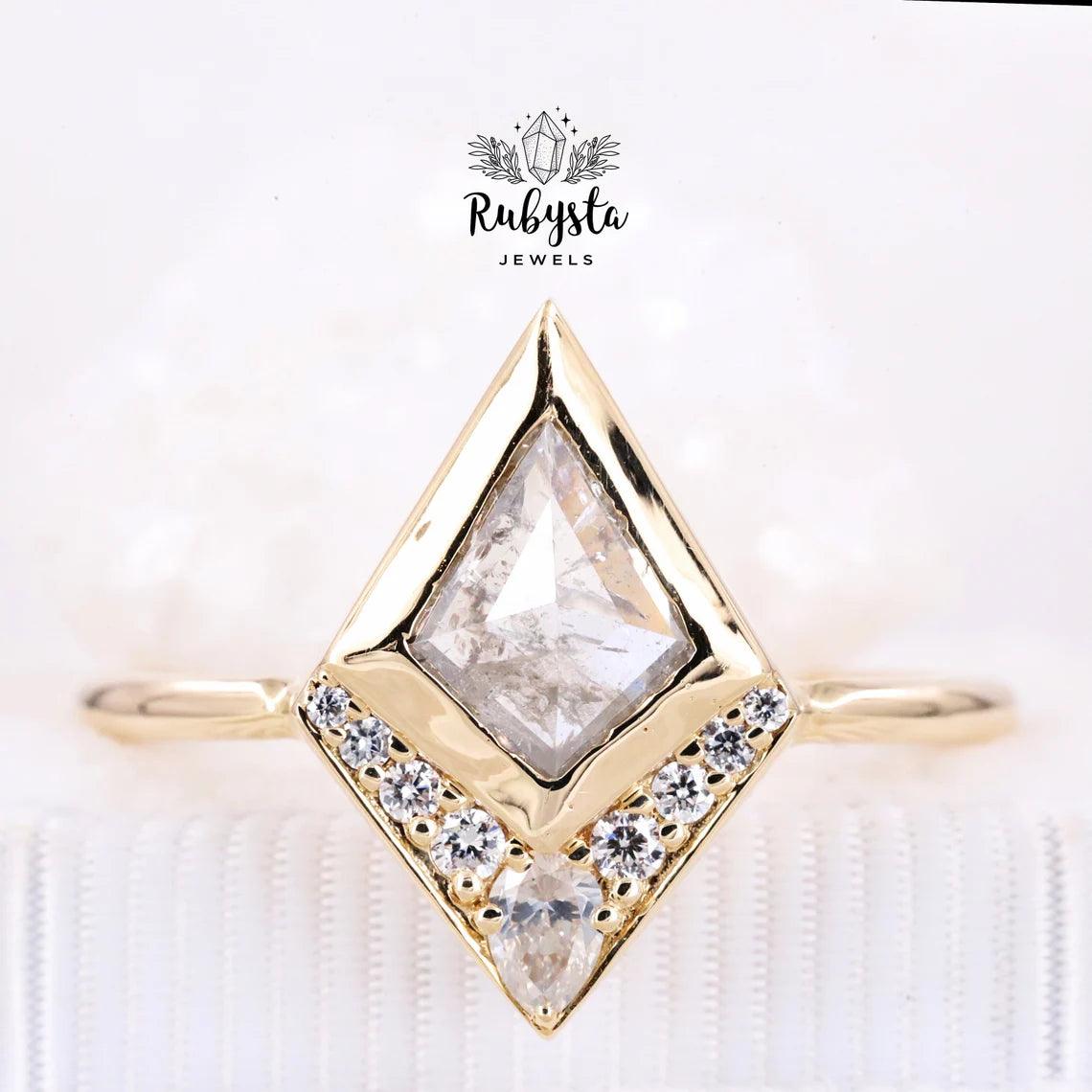 Salt and Pepper Diamond Ring | Kite Diamond Ring - Rubysta