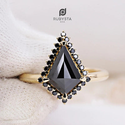 Kite Diamond Ring | Salt and Pepper diamond Ring | kite Engagement Ring | Black diamond ring