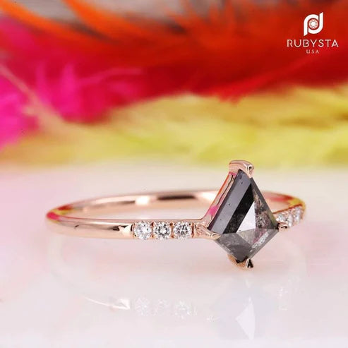 Kite Diamond Ring | Salt and Pepper diamond Ring| kite Engagement Ring