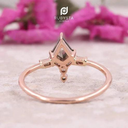 Salt and Pepper Diamond Ring| Engagement Ring | Kite Diamond Ring